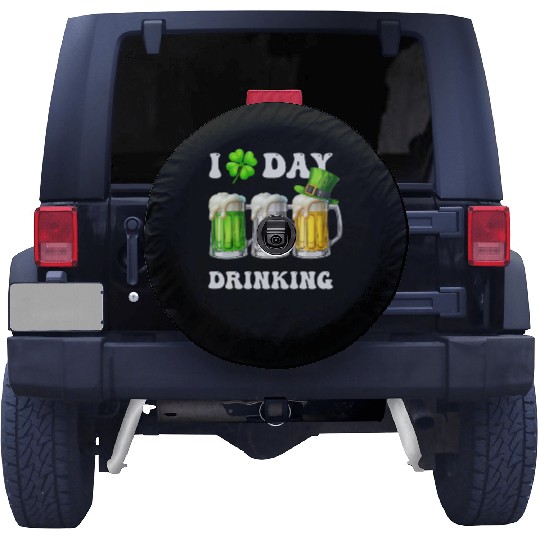 I Love Day Drinking Beer Shamrock St Patrick’s Day Spare Tire Covers