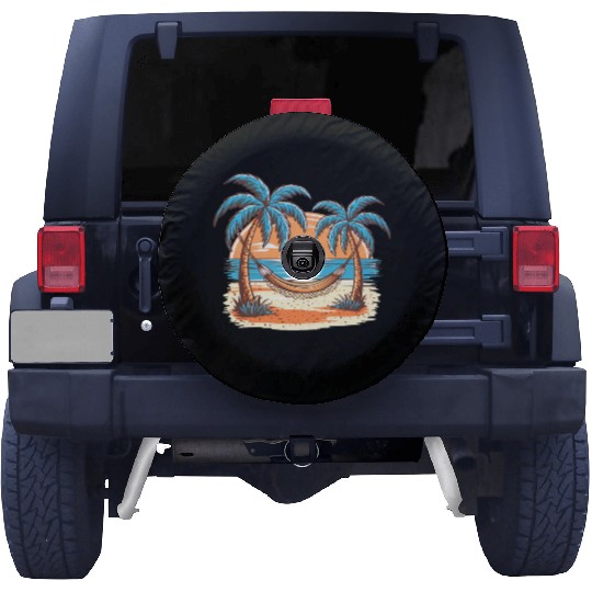 Tropical Sunset Hammock Scene Spare Tire Covers