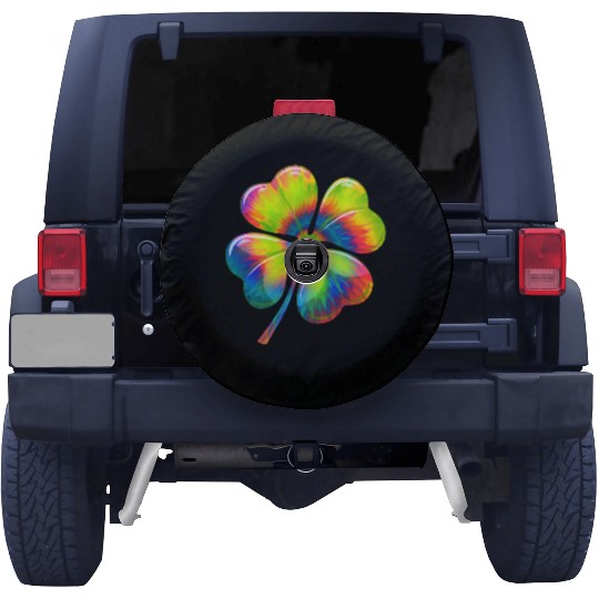 Tie Dye Shamrock Lucky Four Leaf Clover St Patrick Spare Tire Covers