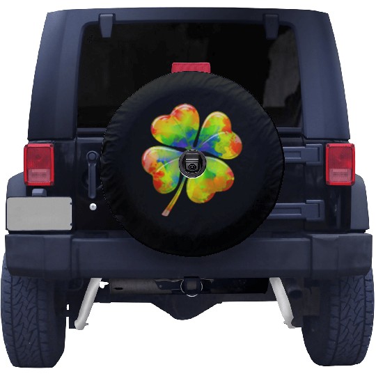 Tie Dye Shamrock Lucky Four Leaf Clover St Patrick Spare Tire Covers