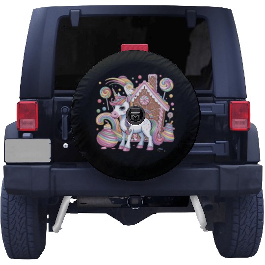 Candy Unicorn and Gingerbread House Wonderland Spare Tire Covers