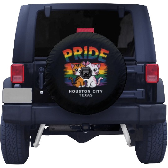 Pride Month Houston City Texas USA Rainbow Flag LG Spare Tire Covers