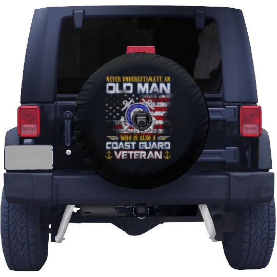 Never Underestimate Old Man US Coast Guard Veteran Spare Tire Covers