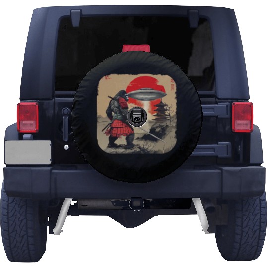 Samurai Bigfoot Japanese Vintage Graphic Ukiyo Spare Tire Covers