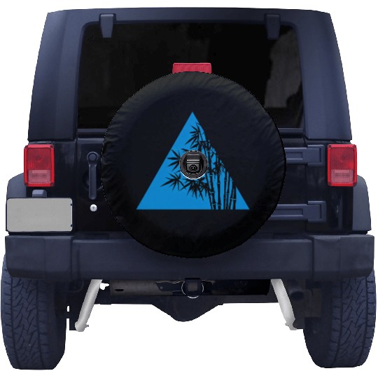 A Blue Triangle and Bamboo Spare Tire Covers