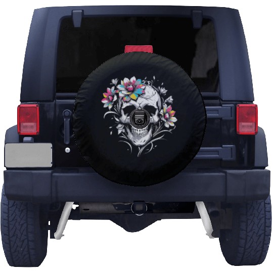 Streetwear Skull Bloom Floral Skull Spare Tire Covers