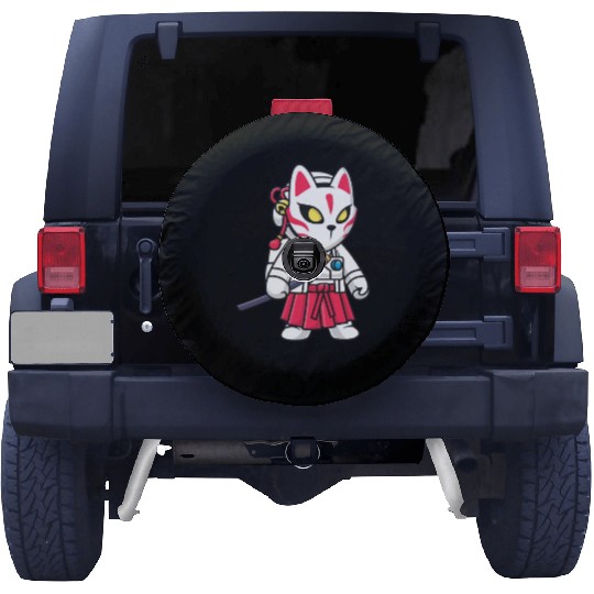 Cute Astronaut Samurai with Kitsune Mask and Katan Spare Tire Covers