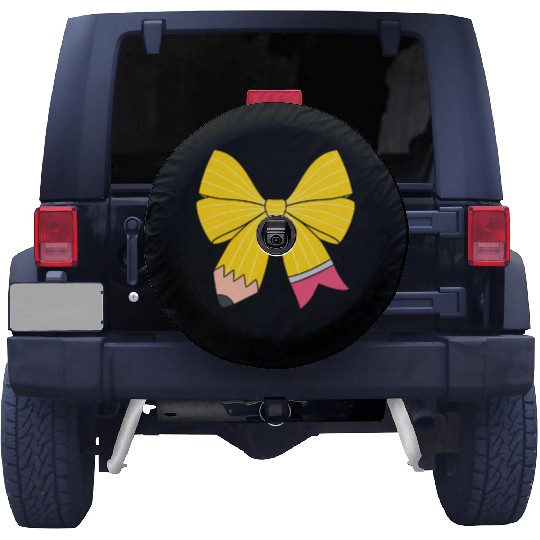 Retro Pencil Coquette Bow Teacher Spare Tire Covers