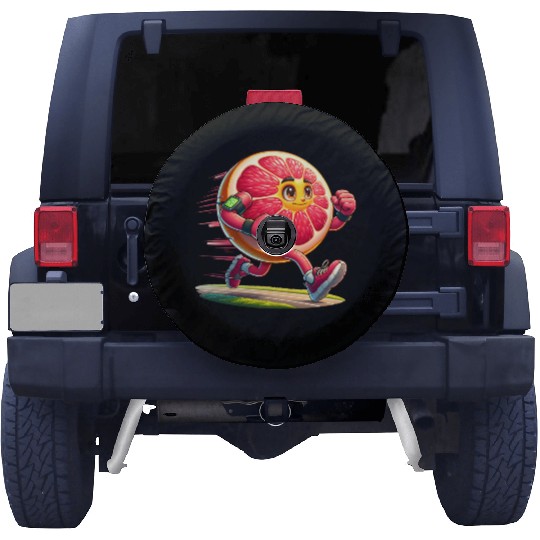 Running Grapefruit Power – Sporty Citrus in Motion Spare Tire Covers