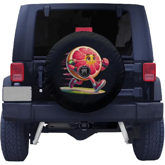 Running Grapefruit Power – Sporty Citrus in Motion Spare Tire Covers