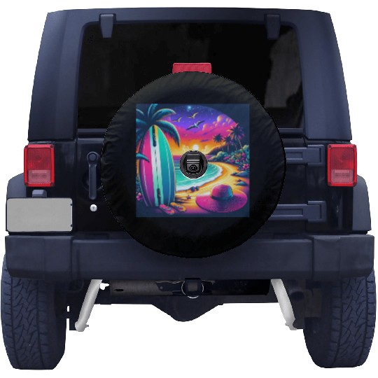 Tropical Sunset Surf Vibes Spare Tire Covers