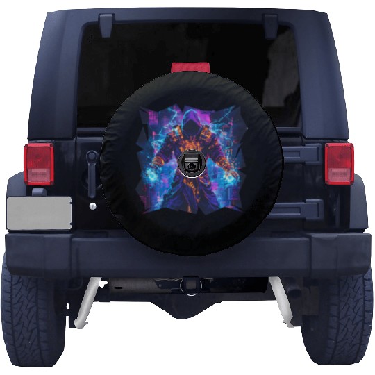 Bright Magician With Energy Aura In Neon Colors Spare Tire Covers