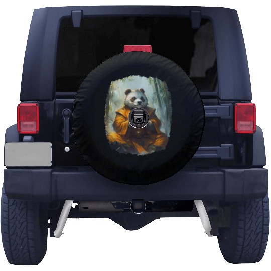 Meditating Panda In The Zen Bamboo Forest Spare Tire Covers