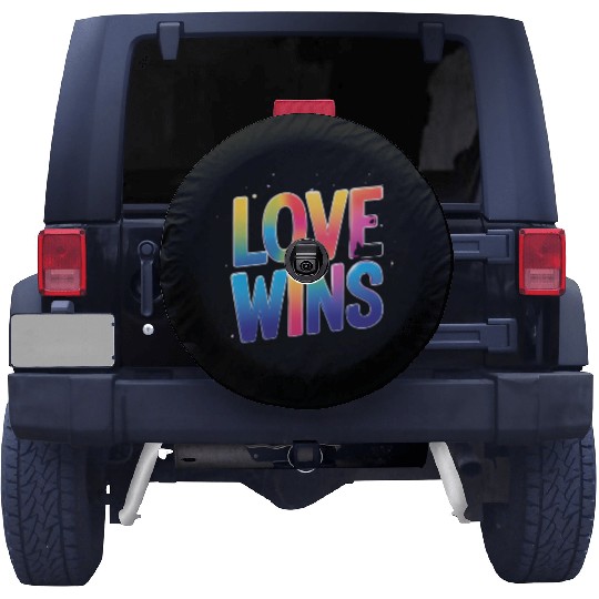 Love Wins Rainbow Script Spare Tire Covers – Pride Month Spare Tire Covers