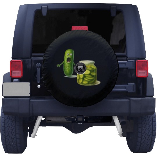 Funny Pickle Cartoon Cute Dill Pickle Jar Reaction Spare Tire Covers