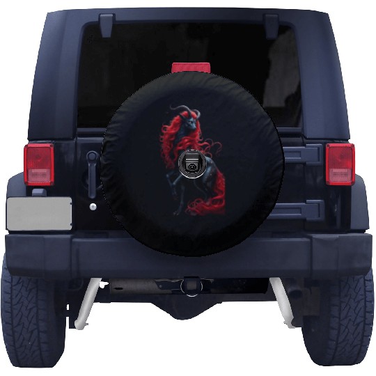 Celestial Demon Deer with Fiery Red Mane Spare Tire Covers