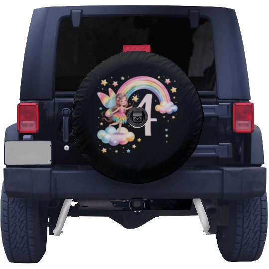 Magical Rainbow Fairy Elf 4th Birthday Girl Spare Tire Covers