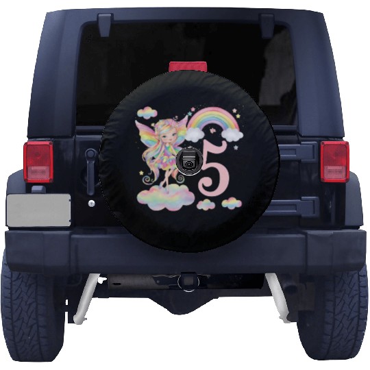 Magical Rainbow Fairy Elf 5th Birthday Girl Spare Tire Covers