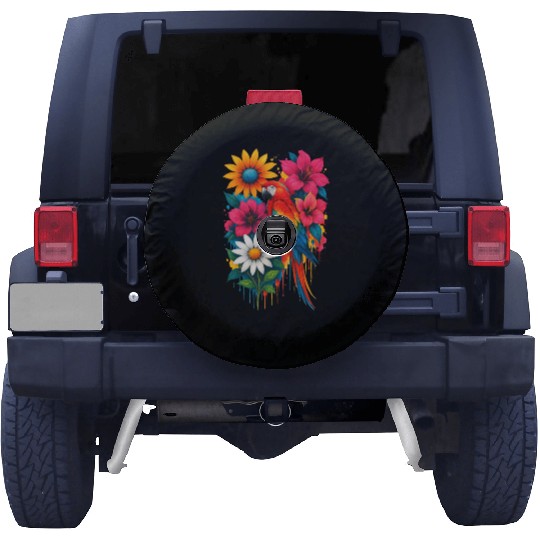 Tropical LOVE & Floral Feathers Spare Tire Covers