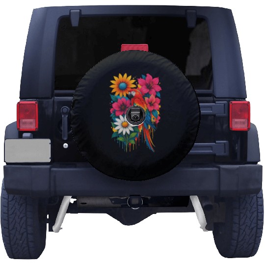 Tropical LOVE & Floral Feathers Spare Tire Covers