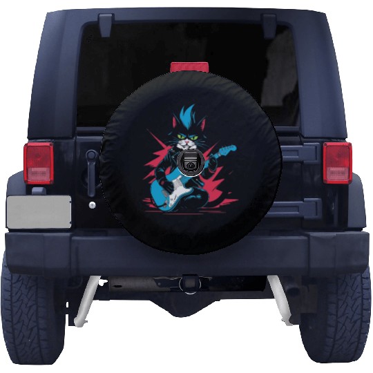 Rockstar Cat – Meow & Roll! Spare Tire Covers