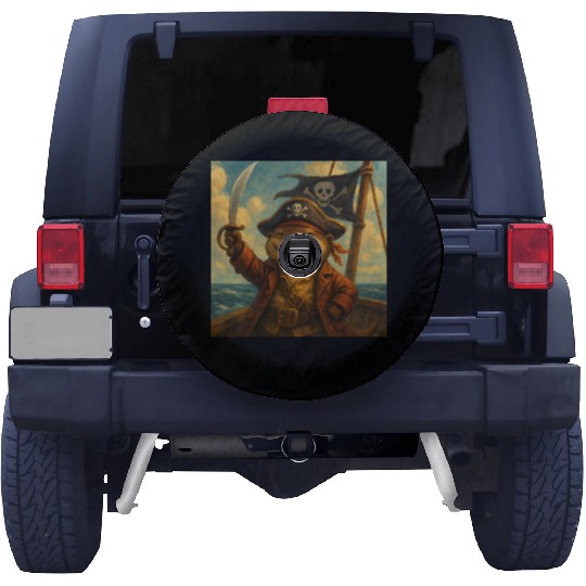 Whimsical Pirate Ferret Art Spare Tire Covers