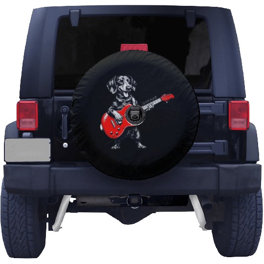 Dachshund Playing Guitar Funny Rock and Roll Dog Spare Tire Covers
