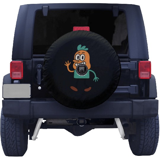 Whimsical Carrot Character Illustration Spare Tire Covers