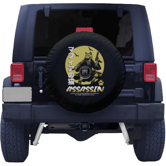 Samurai Cat Martial Arts Illustration Spare Tire Covers