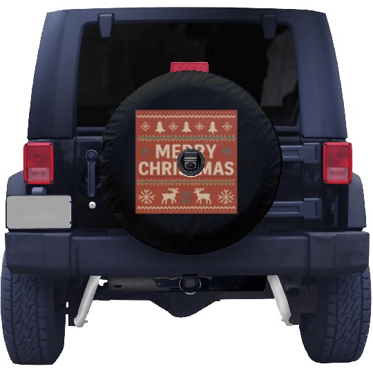 Festive Christmas Reindeer and Snowflakes Print Spare Tire Covers