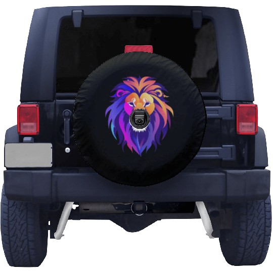Vibrant Royal Lion Portrait Spare Tire Covers