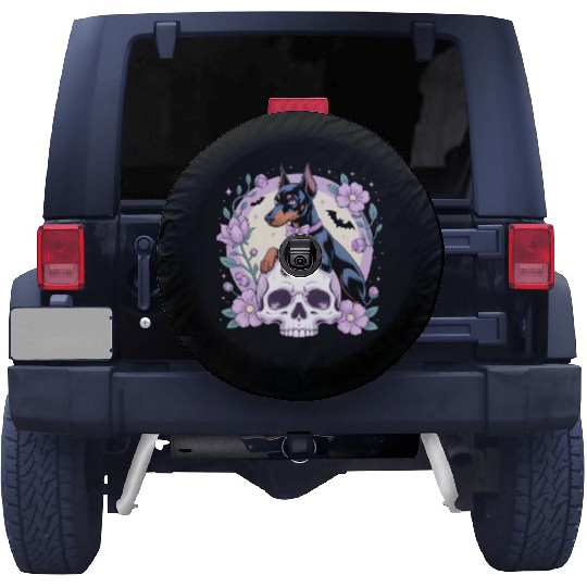 Dark Fantasy Doberman Dog Gothic Art Illustration Spare Tire Covers