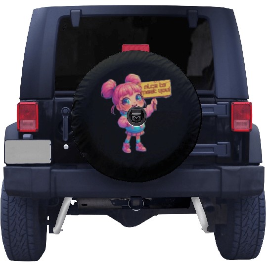 Cute Girl Holding Welcome Sign Spare Tire Covers