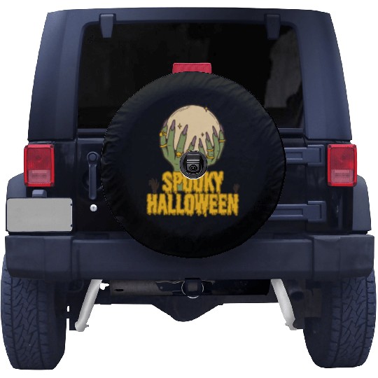 Spooky Halloween Hands Holding Moon Spare Tire Covers