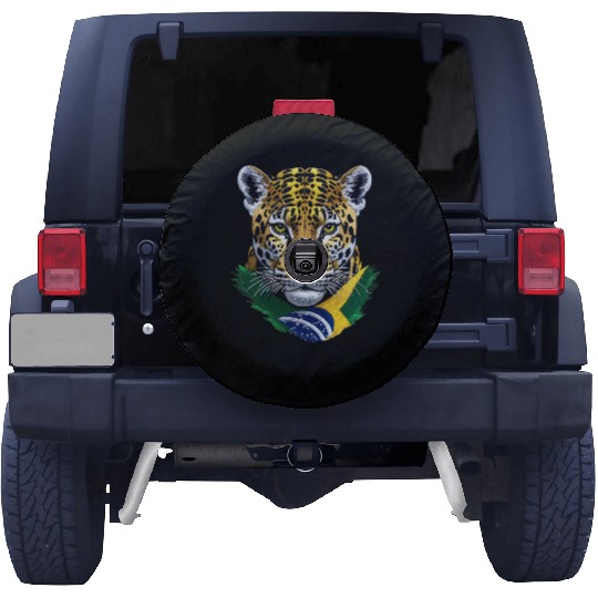 Brazil Jaguar Head Green Yellow Blue National Flag Spare Tire Covers