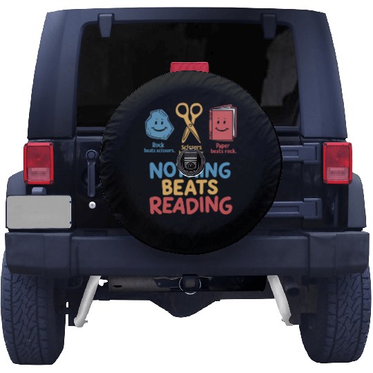 Nothing Beats Reading Funnny Rock Paper Scissors  Spare Tire Covers