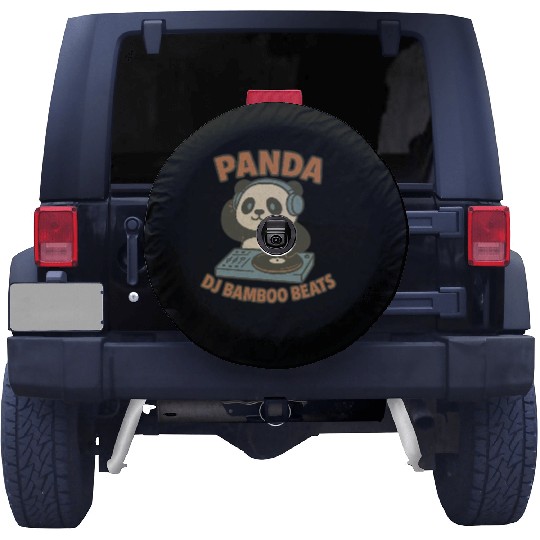 Panda DJ Bamboo Beats Illustration Spare Tire Covers