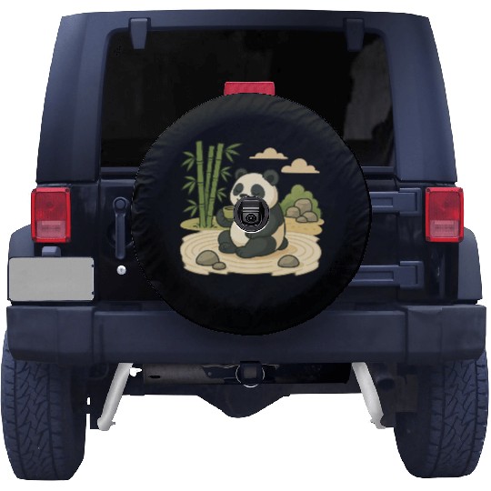 Serene Panda in Bamboo Garden Spare Tire Covers