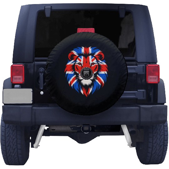 Lion with British Flag Mane Spare Tire Covers