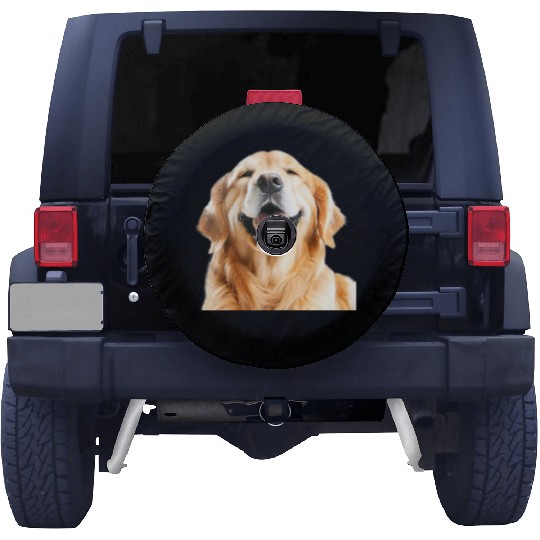 Joyful Golden Retriever Illustration Spare Tire Covers