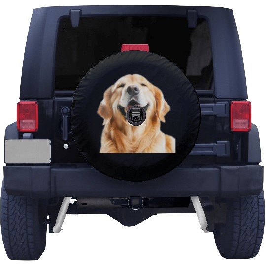 Joyful Golden Retriever Illustration Spare Tire Covers