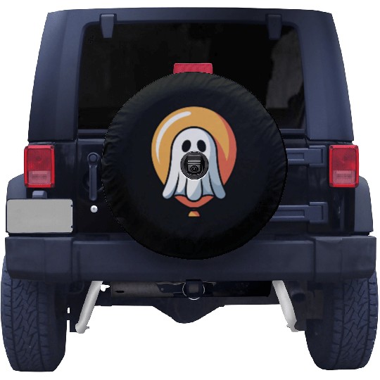 Halloween Ghost with Orange Halo Spare Tire Covers