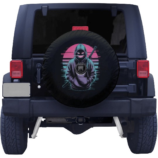 Glitch Ninja Katana Streetwear Futuristic Spare Tire Covers