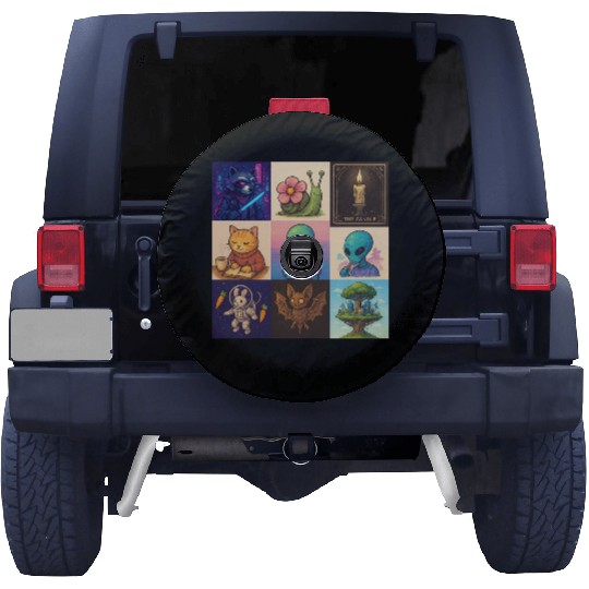 Whimsical Celestial Animal and Alien Designs Spare Tire Covers