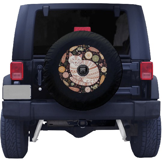 Boho Cat – Cozy Mandala Feather Circle Spare Tire Covers