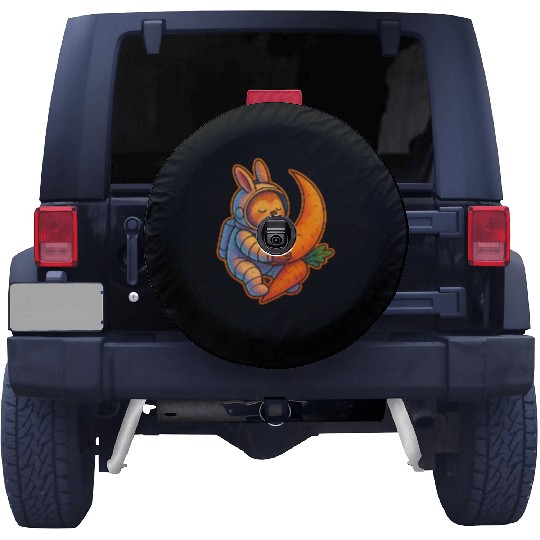 Adorable Moon Bunny with Carrot Spare Tire Covers