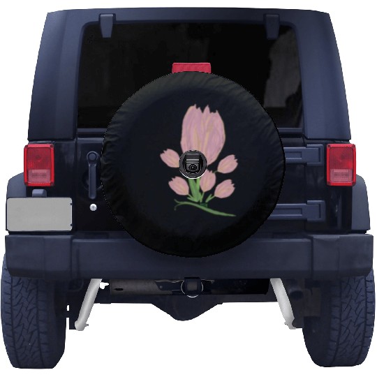 Elegant Pink Tulips  Illustration Spare Tire Covers