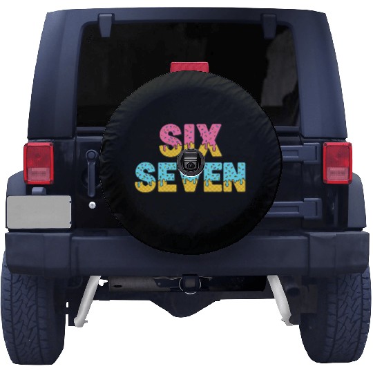 67 Six Seven Meme Funny Ice Cream Drip Waffle Cone Spare Tire Covers