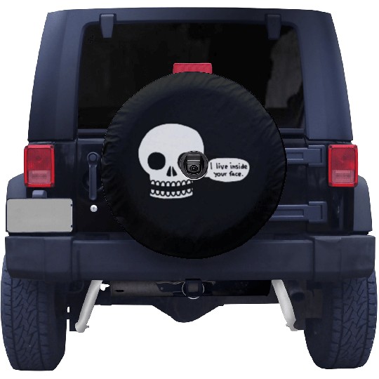Creepy skull lives inside your face Spare Tire Covers