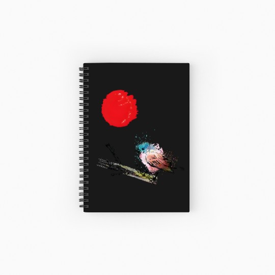 Murakami Birds Red Moon Japenese Spiral Notebooks   Ruled Line